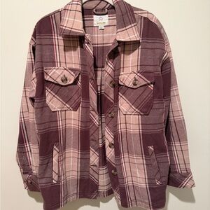 Aerie Plaid Button-Up Shirt Jacket